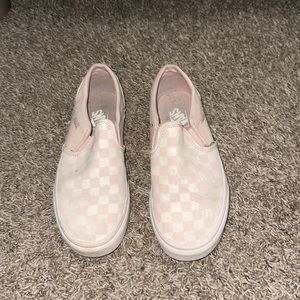 pink and white checkered vans